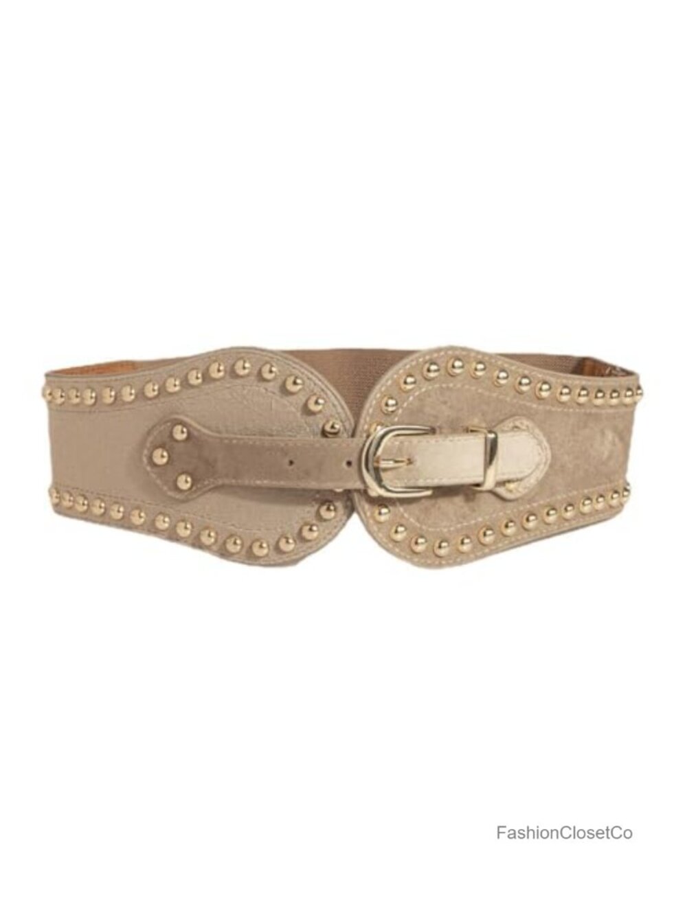 Velvet Wide Elastic Cinch Belt with Gold Rivets, Western Buckle Women